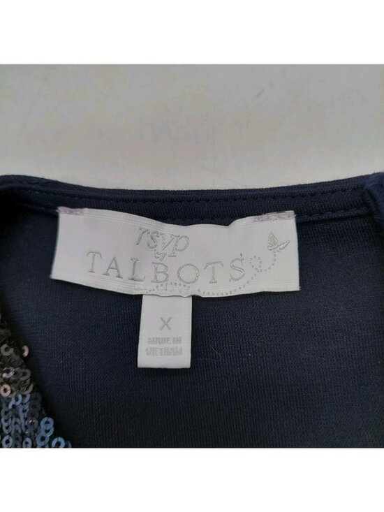 Talbot’s RSVP Womens Tank Top Size XL Sequined Formal Top Blue Black Polka Dot - Picture 5 of 8